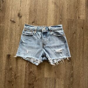 Levi's Light Blue Distressed Jean Shorts